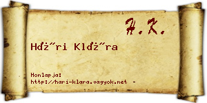 Hári Klára névjegykártya