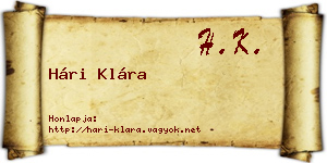 Hári Klára névjegykártya